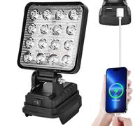 Luz de trabajo LED con batería para Makita 18V, 27W Foco de construcción LED Lámpara de batería con carga USB, Foco Proyector Lámpara de sitio para reparaciones de automóviles, emergencias