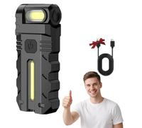 Luz de trabajo LED con cabezal giratorio de 180°, haz dual, base magnética y recargable por USB-C, mini linterna, linterna manos libres con clip para reparación de automóviles, mecánico, camping