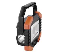 EMOS Luz de trabajo LED, pequeño foco de trabajo portátil, brillo de 350 lm, alcance de 110 m, 2 modos de luz, funciona con pilas con hasta 20 horas de duración, mango giratorio