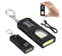 Luz de trabajo LED, linterna pequeña recargable, con 5 modos de ligaza, mini bolsillos recargables, llaveros, luces rojas y azules, para mantenimiento, camping, senderismo, plástico de emergencia