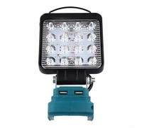 Luz de trabajo LED para batería de 18 V, reflector portátil de mano con puerto de carga USB, cabezal giratorio de 90 a 180 °, material ABS para exteriores para campamento en el lugar de trabajo (A)