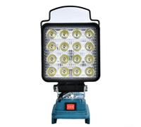 Luz de trabajo LED para baterías de 18 V/14 V, doble USB al aire libre con haz alto y bajo, diseño giratorio de brillo ajustable, construcción de metal para vehículo