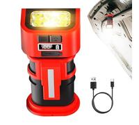 Luz de trabajo LED recargable de rotación de 180 grados | Luz de trabajo portátil - Pantalla digital tipo C con doble gancho para construcción, camión, coche, tienda, detalles mecánicos debajo del