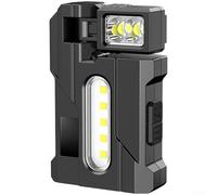 Luz de trabajo magnética con batería recargable, carga rápida USB y pantalla LCD de alimentación que ofrece rotación de ángulo múltiple de 360 grados y luces blancas más rojas y azules