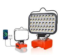 Luz de trabajo para Black+Decker 20 V, lámpara de batería, 25 W, 3000 lm, luz de inundación inalámbrica portátil con USB y conector de carga rápida tipo C para herramientas Worx, foco LED para camping