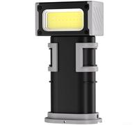 Luz de trabajo recargable ajustable con pantalla LCD para monitoreo de batería, modos estroboscópicos tenues y brillantes, cabeza giratoria y soporte magnético fuerte (gris)