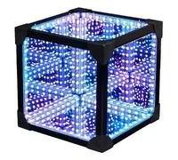 Luz de túnel con espejo infinito 3D, luz de fiesta RGB con aplicación y control remoto, colores de mesa, luces nocturnas de cubo fresco, lámpara con efecto de túnel 3D para sala de juegos, Na 15*15cm
