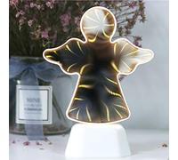 Luz de túnel de espejo de doble cara 3D, luz de espejo infinito, LED, flamenco, cactus, estrellas, corazón, signo de unicornio, luz de espejo para fiesta, decoración del hogar (ángel)