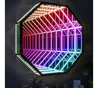 Luz de túnel de espejo infinito, luz de pared que cambia de color RGB, luz nocturna de espejo 3D para decoración sensorial de sala de juegos de garaje