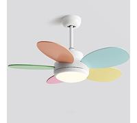 Luz de ventilador de techo remota creativa Luz de ventilador silenciosa de 30 dB Temporización de 6 velocidades Ventilador de techo colorido con luz LED Montaje empotrado para habitación de niños