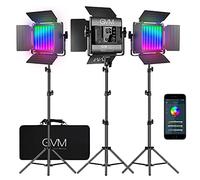 Luz de Video led GVM con Soporte, Control de aplicación 800D RGB iluminación de Video 3200K-5600K, luz Continua led de fotografía de Estudio para vieo Studio Youtube luz de videoconferencia led Negro