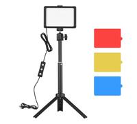 luz de Video led HUIOP Kit de iluminación para videoconferencia USB con 1 luz de Video LED Regulable de 5600 K + 1 trípode de Escritorio + 1 Adaptador de Montaje Giratorio de 180 ° + 4 filtros de Col