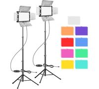 Luz de Vídeo Regulable con Barndoor y 9 Filtros de Color, EMART 5500K 66 LED Iluminación de Fotografía para Grabación de Vídeo, Streaming, Youtube, Estudios Fotográficos, Rodajes