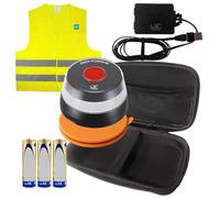 Luz Emergencia Coche DGT 3.0 Homologado Geolocalización Conectada Luz avería Coche GPS y Soporte UNIVERSAL (apto aluminio/techos de cristal), Cable de alimentación, Funda doble y Chaleco reflectante
