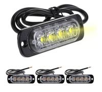 Luz estroboscópica intermitente de advertencia de 4 LED, lámpara de alerta de baliza, tira impermeable, barra de señal de 12 V-24 V para camiones, furgonetas de construcción, flash de techo de coche