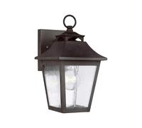 Luz Exterior de Pared Cristal Acero Inox. IP44 H: 28,6cm Negro Antiguo Rústico