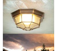 Luz Exterior IP44 E27 En Cobre Antik, Aluminio, Rustikal, 1 Luz, Techo