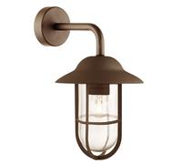 Luz Exterior Lámpara Pared Acero Inox. Cristal H:31CM IP44 Tostado E27 Farola