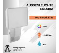 Luz Exterior Ledvance Endura Pro Flood Sensor 27 W LED Plata Lámpara De Pared