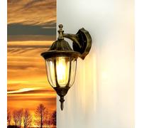 Luz Exterior Rustica MILANO Gold Antik E27 IP43 Lámpara Pared Jardín Casa
