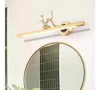 Luz Frontal para Espejo de baño LED, latón Antiguo, lámpara de Espejo de tocador, lámpara de Pared Vintage Ajustable, Base Redonda con Modelado de astas, Neutro, 76 cm, 15 W, 975 LM para Dormitorio,