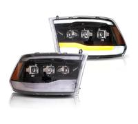 Luz Giro Señal Coche Para Dodge Para Ram 1500 2009-2019 Luces De Coche Faros DRL Luz De Circulación Diurna 1 Juego Conjunto De Faros De Coche Kit De Lámpara De Conducción(Lens Headlights)