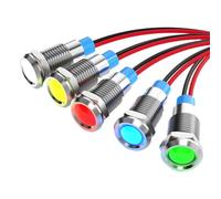 Luz indicadora de LED, lámpara de señal, interruptor de cables piloto, 6/12/24/36/110/220V, conexión de cable rojo, amarillo, azul, verde y blanco, 5 uds.(5PCS Green,6MM,48V)