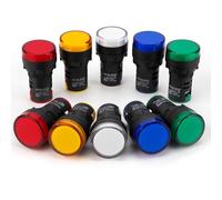 Luz Indicadora LED de 22 mm LED Indicador Luz Piloto AC DC 24V 20 mA Rojo/Verde/Azul/Naranja/Blanco 10 Piezas