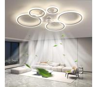 Luz Inteligente con Ventilador de Techo con LED Regulable Compatible con regulaciones silenciosas y Reversibles de 6 velocidades Temporizador Lámpara de araña Moderna para Dormitorio Negro