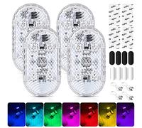 Luz Interior del Coche: 4Pcs LED Táctil, USB Recargable RGB Ajustable de 7 Colores, Universal Ambiente y Lectura para Iluminación