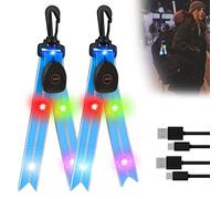 Luz intermitente LED recargable por USB, 2 unidades de luz de seguridad para niños con luz multicolor, intermitente, mochila impermeable, reflector, luz colgante para correr, senderismo