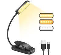 Luz Lectura de Libros en la Cama, 10 LED Luz de Lectura USB Recargable con 3 Colores y Atenuación Continua , 360° Flexible &Protección para Los Ojos Lampara Lectura de Larga Duración para Cama/Libro