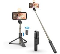 Luz LED ajustable y recargable, trípode retráctil para selfies, el mejor ángulo de disparo con control remoto Bluetooth inalámbrico, trípode