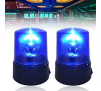 Luz LED azul: 2 unidades de luces LED de fiesta con diseño de luz azul, lámpara giratoria LED con reflector giratorio, 360 ° LED DJ, funciona con pilas, iluminación de fiesta, decoración para club,