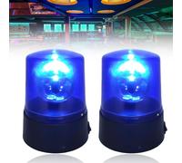 Luz LED azul: 2 unidades de luz LED de fiesta con diseño de luz azul, lámpara giratoria con reflector giratorio, luz de flash DJ de 360°, funciona con pilas, iluminación para fiestas