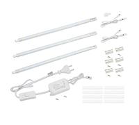 Luz LED bajo el armario con interruptor 5W 400lm 4000k Blanco neutro Tira de luz para cocina Iluminación de armario con tiras de 3x26cm para armario de cocina extensible por sistema de enchufe