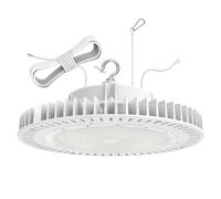 Luz LED blanca UFO de 200 W for áreas altas, iluminación comercial e industrial, for almacenes, fábricas, tiendas, lámparas 1 a 10 V, regulable, 120 grados, 5000 K, luz diurna, ETL, DLC. Datos