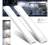 Luz LED Cocina Recargable Sensor Movimiento - Armario Luces Sin Cable Bajo Lampara Interior Mueble Recarga Pilas Tiras Barra Iluminacion Magnetica Bateria USB Inalambrica Light para Kitchen Barras