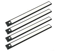 Luz LED con sensor de movimiento con dimensiones compactas y soporte magnético para uso en cocinas, baños, dormitorios, pasillos y espacios de utilidad, paquete de 4 (negro)