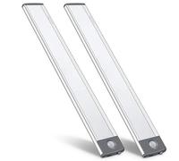 Luz LED con sensor de movimiento, iluminación debajo del mostrador, luces nocturnas inalámbricas recargables por USB, luz que funciona con pilas, luz de 54 LED para armario, armario, armario (paquete