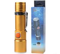 Luz LED de 100 lúmenes para bicicletas recargable por USB con ajuste de enfoque y protección IPX3, construcción de aleación de aluminio para un funcionamiento consistente (H)