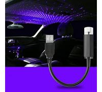 Luz LED de estrella para techo interior de coche, luz USB, atmósfera estrellada, cielo estrellado, lámpara de proyector nocturno para coche, techo, dormitorio (azul morado)