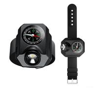 Luz LED de muñeca para correr y senderismo con brújula integrada, iluminación brillante de 500 lúmenes, múltiples modos de flash SOS, diseño ligero y recarga rápida tipo C para un uso prolongado