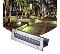 Luz LED de paisaje impermeable IP68 de 24 W, luz de suelo para exteriores, tira larga, luces enterradas, luz de paso integrada para jardín y patio trasero, arandela de pared azul