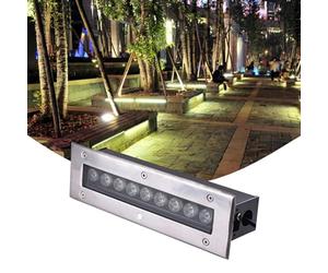 Luz LED de paisaje impermeable IP68 de 24 W, luz de suelo para exteriores, tira larga, luces enterradas, luz de paso integrada para jardín y patio trasero, arandela de pared azul