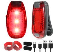 Luz LED de seguridad, 2 luces LED rojas intermitentes recargables por USB, luz intermitente LED para niños, mochila escolar, corredores nocturnos, perros, luces traseras de bicicleta, 3 modos (con
