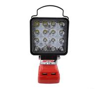Luz LED de trabajo inalámbrica para batería 4511396 4511437 de 18 V, inclinación de 90 ° con cabezal giratorio de 330 ° con gancho, lámpara de inundación de camping roja y negra