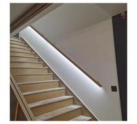 Luz LED impermeable con sensor para pasamanos de escalera, barra de agarre iluminada de aluminio para uso en interiores y exteriores, 100 cm, color negro, lado derecho, ideal para pasillos y lofts