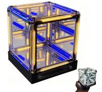 Luz Led Infinity Hyper Cube, Lámpara De Noche Led Con Efecto Abismo 4d, Luz De Ambiente Regulable Con Tacto De Espejo, Batería Inalámbrica De Larga Duración, Para Escritorio De Jugador De Blue-yellow