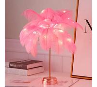 Luz LED intermitente para dormitorio, decoración de habitaciones, pluma, luz de noche, luz de batería, USB, color rosa